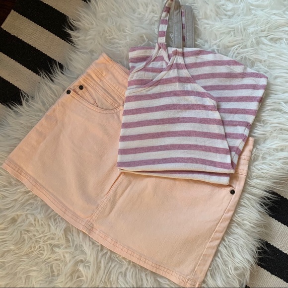 peach denim mini jean skirt by Chor cotton stretch - Picture 9 of 10